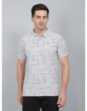 SELECT PRINT POLO LIGHT GREY FOR MEN