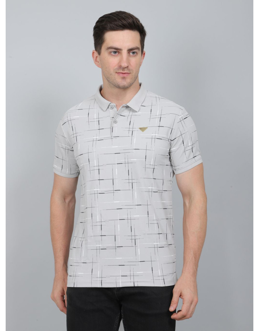 SELECT PRINT POLO LIGHT GREY FOR MEN