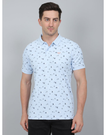 SELECT PRINT POLO SKY BLUE FOR MEN