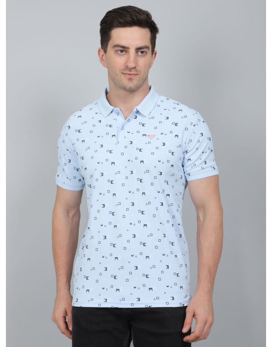 SELECT PRINT POLO SKY BLUE FOR MEN