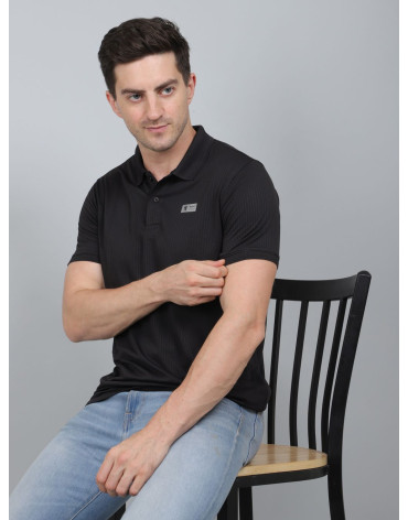 SELECT WAVE JAQAURD POLO T-SHIRT BLACK FOR MEN