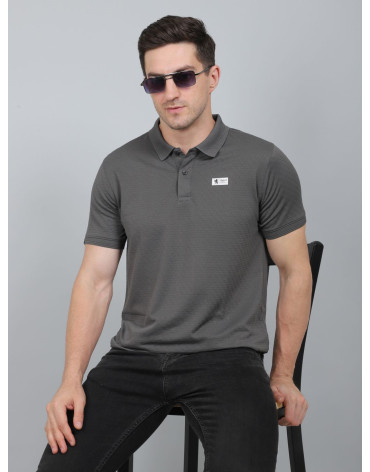 SELECT WAVE JAQAURD POLO T-SHIRT LIGHT GREY FOR MEN