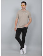 SELECT WAVE JAQAURD POLO T-SHIRT CAMEL FOR MEN