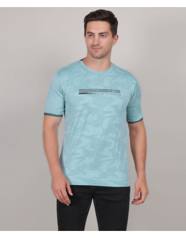 SELECT JAQUARD PRINT ROUNDNECK T-SHIRT ICEBLUE FOR MEN