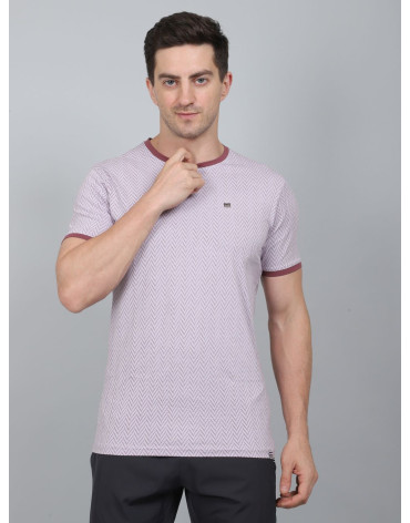 SELECT PRINT COTTON ROUNDNECK T-SHIRT PINK FOR MEN