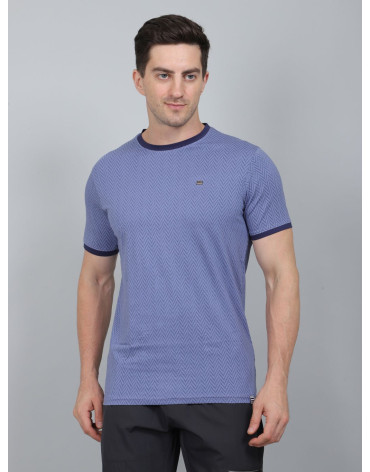 SELECT PRINT COTTON ROUNDNECK T-SHIRT PURPLE FOR MEN