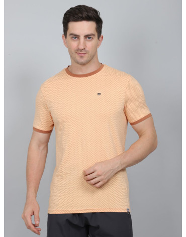 SELECT PRINT COTTON ROUNDNECK T-SHIRT YELLOW FOR MEN
